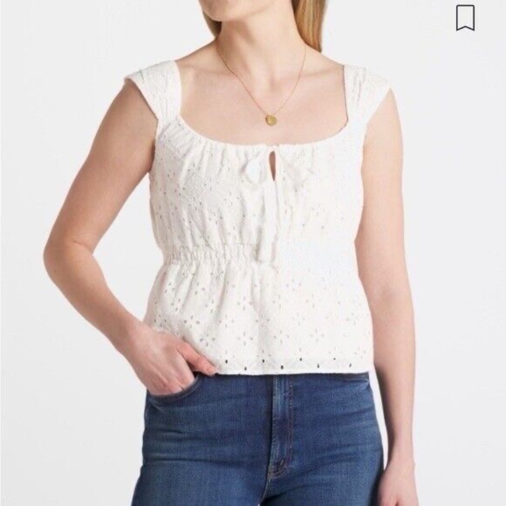 Flag & Anthem Eyelet Tank Top White Size M - NWT